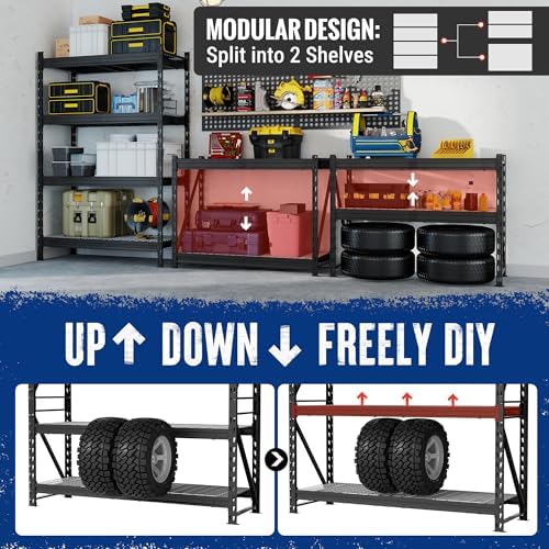 WORKPRO 77-Inch Garage Utility Shelving, 6400 lb Heavy-Duty Rack - Image 4