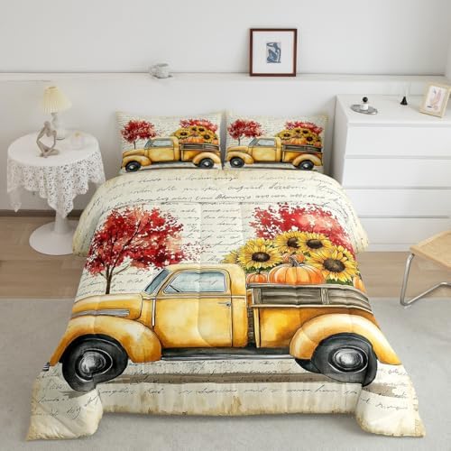 Sunflower Comforter Set Pumpkin Bedding Set Women Adults Girls King - Image 2