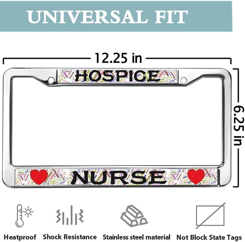 Love Heart Nurse Chrome License Plate Frame Metal Nurse Gifts License Plate Frame for Nurse Mom