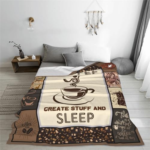 Coffee Blanket, Coffee Throw Blanket, Cafe Cup Beans Gifts Blankets Stuff Fleece Flannel Plush for Girls Women Boys Men Lovers Adults Soft Bedding Gift for Sofa Bed Office Home Decor 50"X60" - Image 5