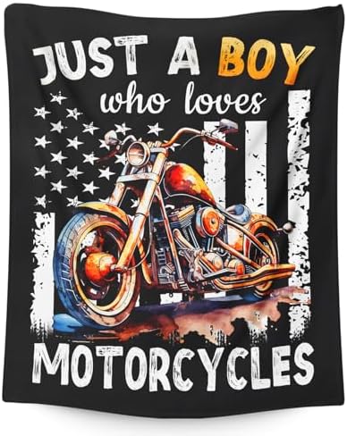 Motorcycle Gifts for Boys Men - 30x40 Inches Cool Throw Blanket for Kids Motorbike Lovers Motorcycle Riders - Black Soft Fuzzy Car Blankets for Lap Couch Sofa Bed Travel by SHARECOLOR