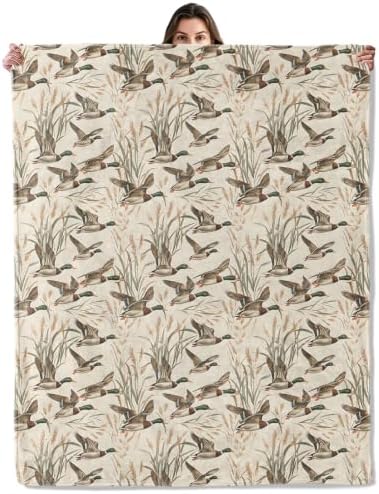 Mallard Ducks Flying Wetlands Throw Blanket Gifts for Women Kids, 50x60in by Buttigiy