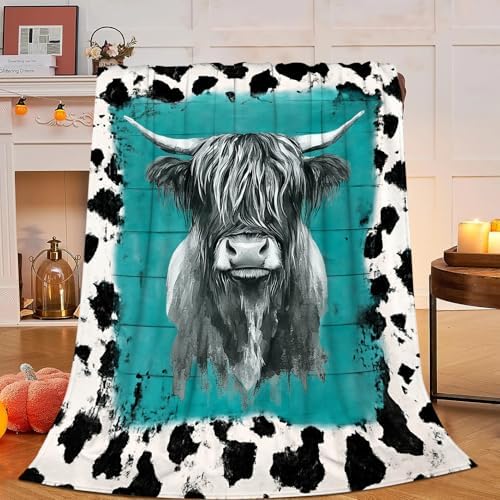 Highland Cow Throw Blanket Fleece Flannel Stuff Plush Gifts 40"X50" - Image 2
