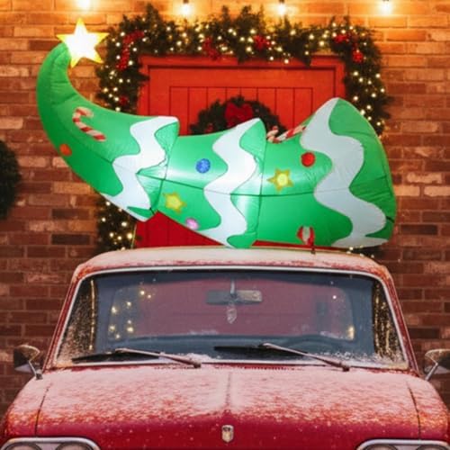 Soulchen 5 FT Christmas Inflatable Car Decorations with LED Lights Blow up Lying Down Christmas Tree for Outdoor Car Roof Decor Xmas Vehicle Accessories Yard Lawn Garden - Image 6