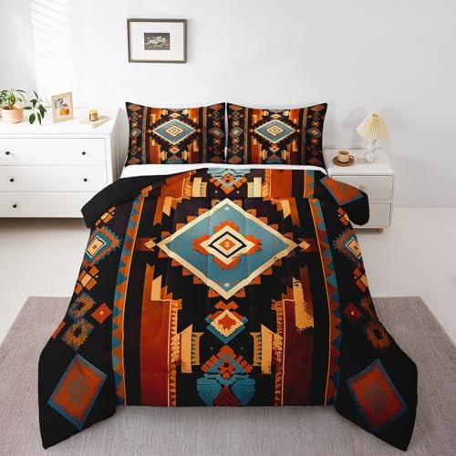 Feelyou Boho Bedding Set King Size Western Decor Comforter Set for Kids Boys Girls Southwest Native American Design Comforter Southwestern Geometric Duvet Set - Image 6