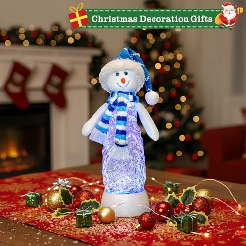 Christmas Snowman Decoration Snow Globe Lantern Indoor Decor Snowman Christmas with Music,6H Timer,USB Lined/Battery Operated Lighted Lantern for Festival Decoration Gifts - Image 3
