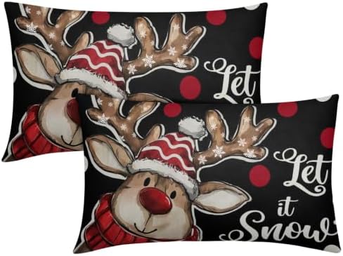 Merry Christmas Reindeer Pillow Covers 12x20 Set of 2 Highly Absorbent by Unknown