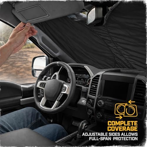 Windshield Sun Shade for Ford F-150 2004-2008, Foldable Truck Sunshade, UV Heat Blocker, Front Window Sun Shield, Interior Protection, Keeps Cab Cool, Heavy Duty Truck Accessory - Gray Camo