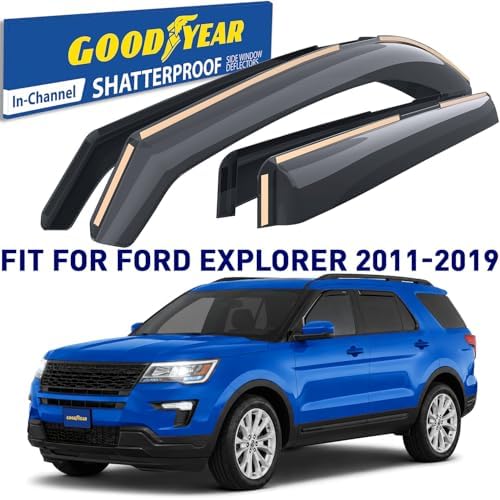 Goodyear Shatterproof in-Channel Window Deflectors for Ford Explorer 2011-2019, Rain Guards, Window Visors for Cars, Vent Deflector, Car Accessories, 4 pcs - GY003435LP