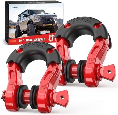 Nilight Mega D-Ring Shackles, 3/4" Heavy Duty Recovery Tow Shackle