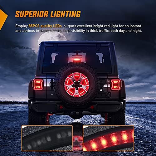 Nilight LED Spare Tire 3rd Brake Light for Jeep Wrangler