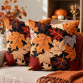 Fall Leaf Pillow Covers 22x22 Set of 2 Black Orange Maple Leaves by Unknown