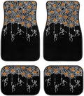 White Spider Web Skeleton Black Print Funny Halloween Car Floor Mats 4 PCS, Cute Durable Interior Accessories for Car SUV, All Weather Floor Mats with Front Rear Trunk Liners Set for Party