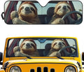 Renewold Funny Sloth Driving Windshield Sunshade for Jeep Wrangler JK JKU JL Foldable UV Ray Heat Reflector Summer Car Front Window Sun Visor Shield Cover Fit for Jeep Gladiator JT Vehicles Sun Shade