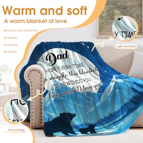 Dad Bears Starry Sky Blanket Gifts for Birthday Christmas Father's Day Bear Blanket Men Husband Halloween Easter Winter Snow Mountains Forest River Moon Inspirational Words Throw 50"x60" - Image 3