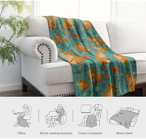 Jekeno Capybara Animals Throw Blanket Gifts for Women Man 50"x60" - Image 6