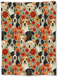 Adorable Dogs and Floral Blanket, Soft Flannel Cute Dog Faces Throw Blanket for Couch, Bed, Travel & Home Decor, Lightweight Cozy Warm Fuzzy Blankets for Adults Kids Pet Lovers 60×50 in by TiCaldi