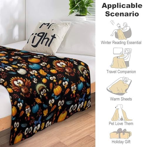 Socira Funny Thanksgiving Turkey Blanket Throw Blanket Funny Thanksgiving Turkey Gifts for Women Men Soft Sofa Throws for Travel Camping Bed Home Decor Car Birthday Gift 60"*80"（150 * 200cm） - Image 7