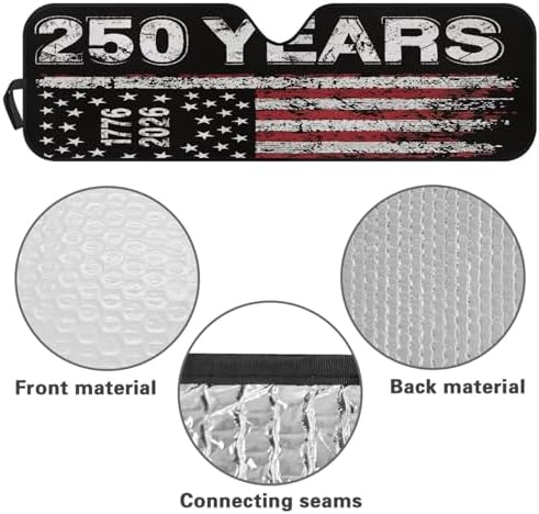 Renewold 250 Anniversary USA Sunshade for Car Windshield Car Window Cover Foldable Sun Shade for Jeep Wrangler JK JKU JL JLU 1997-2023 Gladiator JT UV Rays Sunlight Sun Visor Shield Women Men
