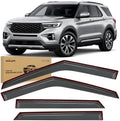 Nilight Tape-On Rain Guards for Ford Explorer 2020-2025, Dark Smoke, 4PCS