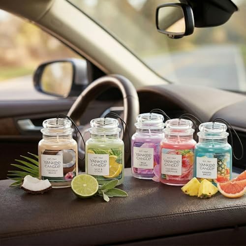 Yankee Candle Car Jar Ultimate Air Freshener, Hanging Car Freshener, Long Lasting Car Fragrance (Iced Berry Lemonade)