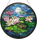 Thanksgiving Frog and Lotus Stained Glass Window Hanging by Clare Donovan, Stained Glass Window Decor Suncatcher for Women, Perfect Home Décor by HYPESTYLE
