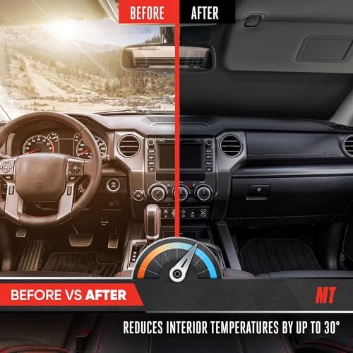 Motor Trend Windshield Sun Shade for Toyota Tundra - Tundra Accessories 2007-2021 - Custom Fit Sun Shade for Car Windshield - Automotive Toyota Truck Window Sunshade Cover for Interior Protection