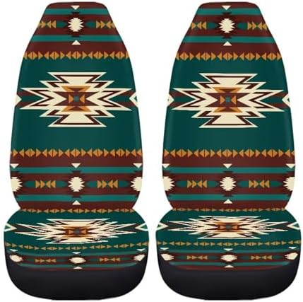 Tribal Aztec Seat Covers for Cars Front Seat, Two Pack Front Seat Covers Car Seat Protectors Universal fit SUV Truck Van Sedans Automotive Interior Covers Easy Install Clean