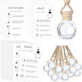 Boao 50 Sets Hanging Car Air Freshener Diffuser Bottles with 2 x 3.54 Inch Car Diffuser Instructions Cards for Empty Essential Oil Bottles(White Card,Round)