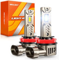 SEALIGHT 12X Super Brighter H11/H8/H9 Light Bulb than Origin, 6500K White Built-in Driver, 70000LM H9/H8/H11 LED Bulb 360° Adjustable Plug-N-Play, 70000Hrs Lifespan IP68 Waterproof, Pack of 2