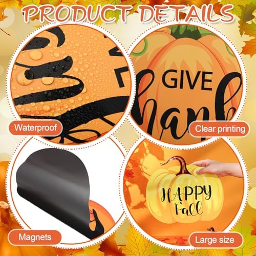 Tellegloww 10 Pcs 12 Inch Fall Thanksgiving Pumpkin Garage Door Decoration Magnets Autumn Garage Door Magnets with Pumpkin Happy Fall Magnet Decal Sticker for Thanksgiving Garage Door Car Refrigerator - Image 6