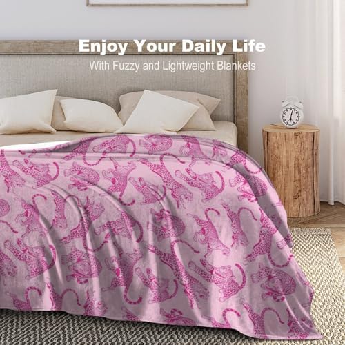 Socira Pink Leopard Blanket Throw Blanket Pink Leopard Gifts for Women Men Soft Sofa Throws for Travel Camping Bed Home Decor Car Birthday Gift 50"*60"（130 * 150cm） - Image 6