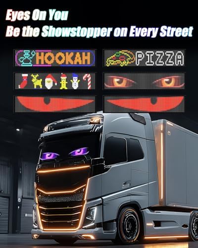 Devil Eyes Light for Windshield: 23.4"x4.7" LED Sign with APP & Remote Control - 5V USB Programmable Digital Lighting Display, Cool Decor for Cars, SUVs & Trucks (2 Pcs)