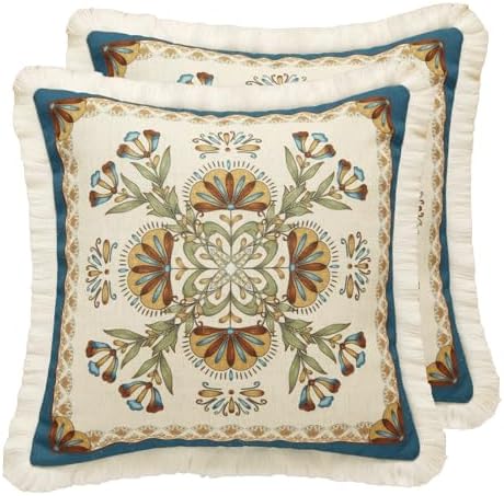 patdrea Designer Vintage Floral Throw Pillow Cover,18"x18",Set of 2 by Welcometopatdrea