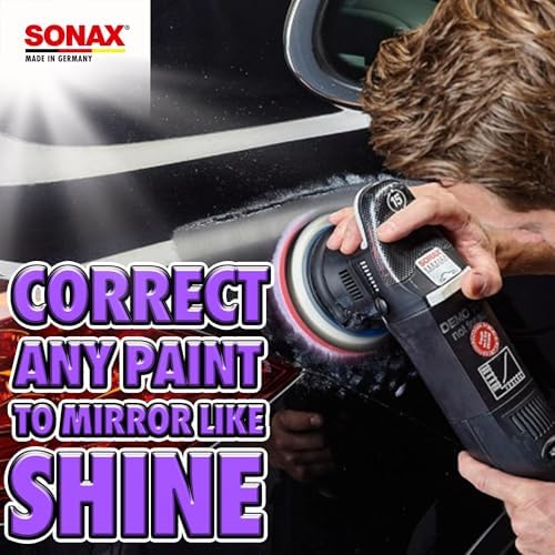 SONAX Hybrid Wool Pad 493800 | Heavy Cut Polishing Pad for Dual-Action Machines | Reduces Polishing Time | Removes Deep Scratches & Matting | 85% Wool, 15% Polyester | Low Heat Generation | 143mm - Image 4