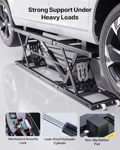 VEVOR Portable Car Lift, 9000 lbs Capacity, Heavy Duty Steel Truck Lift with 28" Max Height, 120V Power Unit, Wheels, 4 Rubber Pads & 4 Lifting Columns for Cars, SUVs, Trucks, Home Garage or Shop Use - Image 6