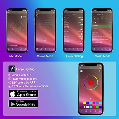 Nilight 4PCS USB Car Interior Neon Accent Lights RGB App and Button Control
