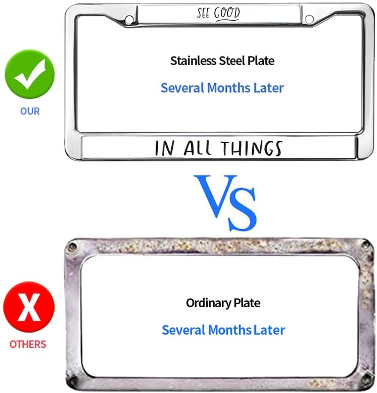 See Good in All Things License Plate Frame Custom Christian Saying Stylish License Plate Frame Christ God Love Rust-Proof License Plate Frame with Screws Caps