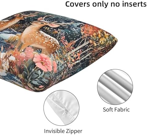 Winter Snowflake Reindeer Forest Throw Pillow Covers 18x18 inch Set of 2 Christmas Pillow Case Cushion Cover for Home Sofa Couch Living Room Car Decor - Image 5