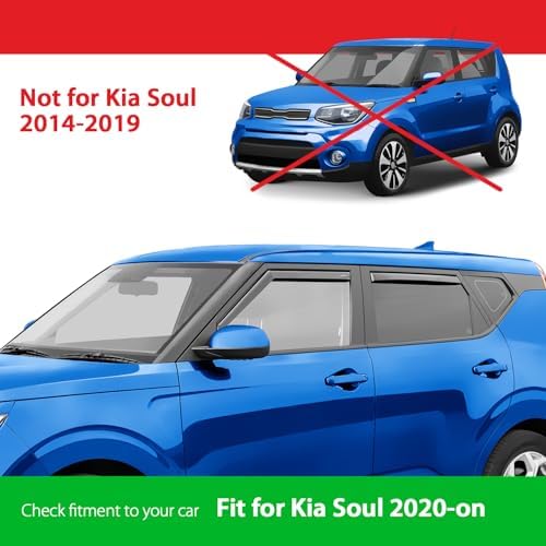 Goodyear Shatterproof in-Channel Window Deflectors for Kia Soul 2020-2026, Rain Guards, Window Visors for Cars, Vent Deflector, Car Accessories, 4 pcs - GY009007