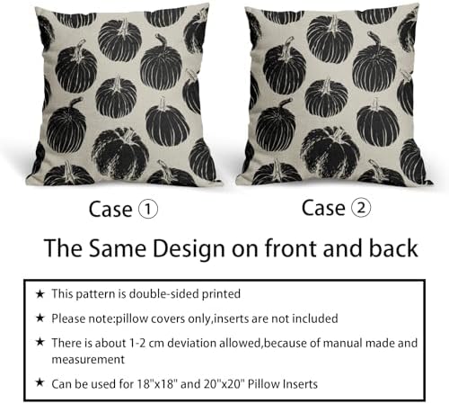 Black Orange Pumpkin Fall Pillow Covers 24x24 Set of 2 Autumn Harvest Print Thanksgiving Decorative Throw Pillows Outdoor Farmhouse Cushion Case Seasonal Decor for Couch Sofa Bed - Image 6