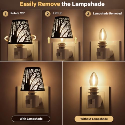 2 Pack Tree Pattern Plug in Night Lights, 2700K Warm White, Metal Shade - Image 2