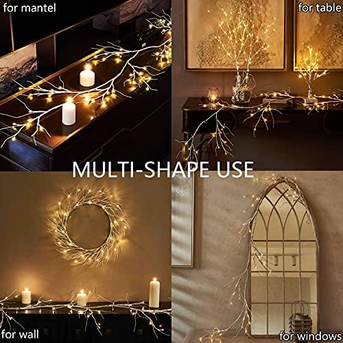 Fudios Lighted Birch Garland with Timer 48 LED Fairy Lights 6ft Battery Operated for Mantle Decor, Lit Christmas White Twig Garland Winter Home Wall Decoration Indoor Outdoor Use 1 Set - Image 6