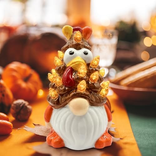 Hexagram Thanksgiving Decorations, Thanksgiving Ceramic Tree Gnomes Decor - Image 2