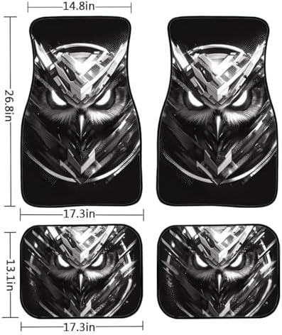 Gothic Owl Car Floor Mats Black Gothic Owl All Weather Car 1st 2nd Row Floor Mats Minimalism Black 2PC Washable Car Interior Carpet Universal for SUV Sedan