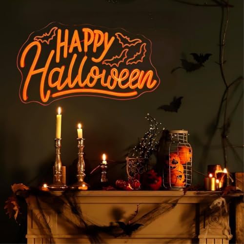 Happy Halloween Neon Sign, Bat Halloween LED Light, 16.7"x9.8" - Image 5