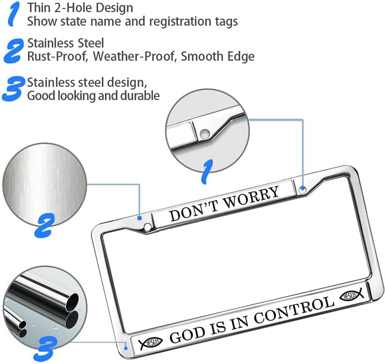God is in Control Rust-Proof License Plate Frame Jesus Bible Promise License Plate Frame Christian Quote License Plate Frame for Religious People