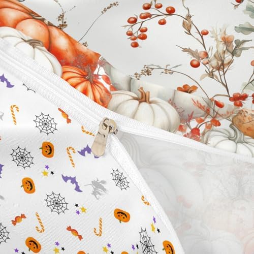 Erosebridal Fall Pumpkin Comforter Cover for Kids, Harvest Thanksgiving Bedding Set King Size Autumn Flower Leaf Duvet Cover for Teens Adult, Rustic Farmhouse Country Quilt Cover,2 Pillow Cases - Image 6