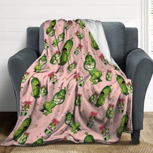 Socira Pink Funny Pickle Blanket Throw Blanket Pink Funny Pickle Gifts for Women Men Soft Sofa Throws for Travel Camping Bed Home Decor Car Birthday Gift 50"*60"（130 * 150cm） by Socira