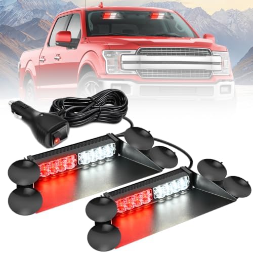 Nilight 16LED Red White Dash Strobe Light Cigarette Lighter Plug